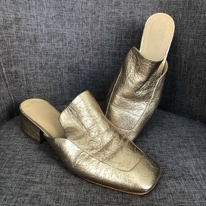 Marc Fisher Gold Mules/Slides size 8